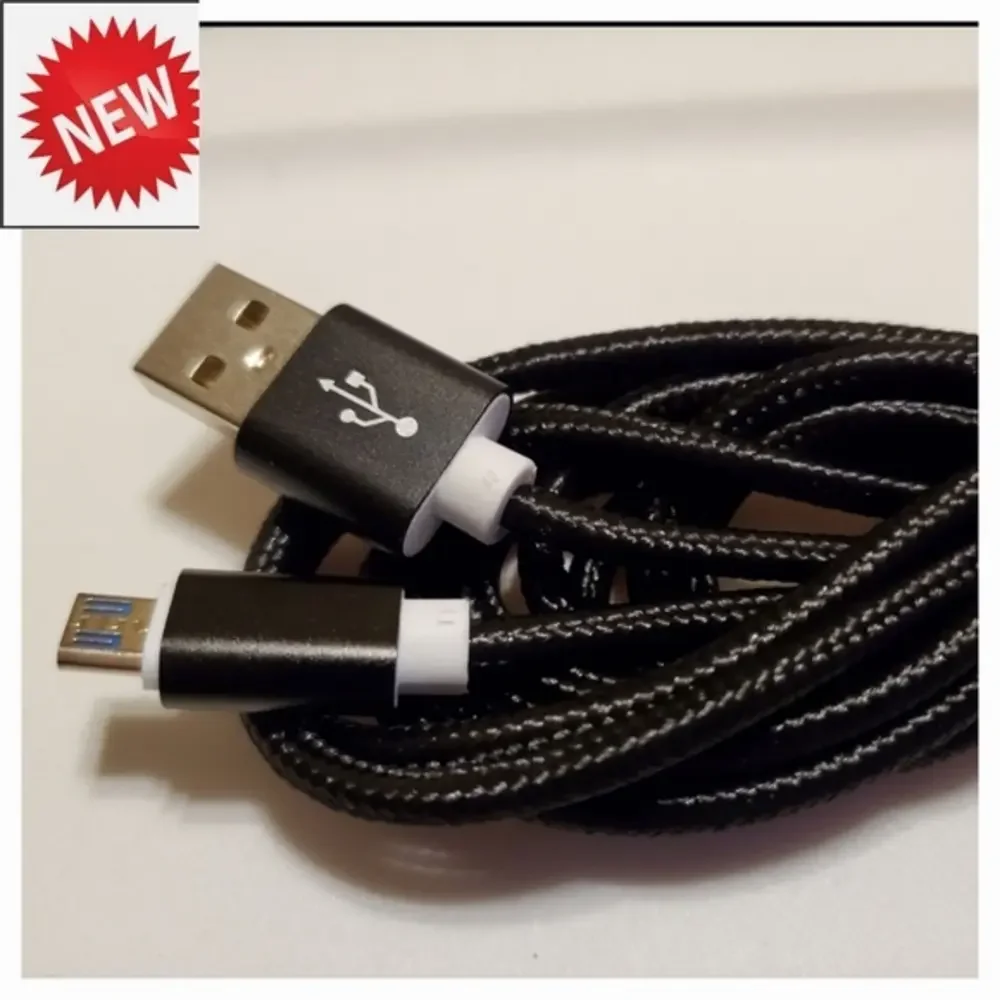 10ft Micro USB Fast Charging Charger Black NWOT Heavy Duty‎ Braided Cable Cord